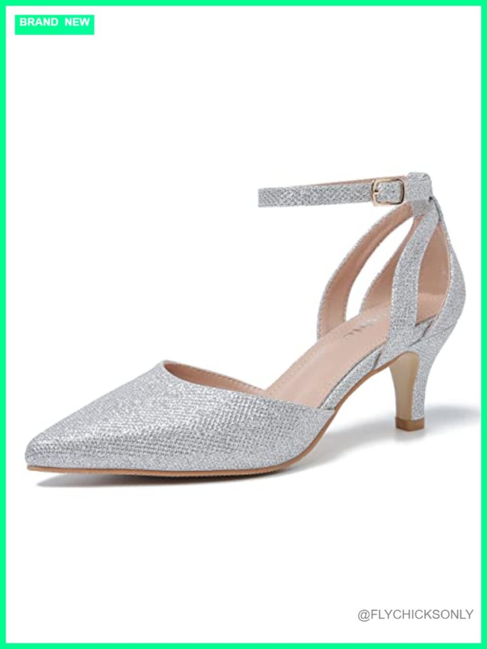 Kitten Heel Pointed Toe Ankle Strap Pumps D'Orsay Dress Shoes